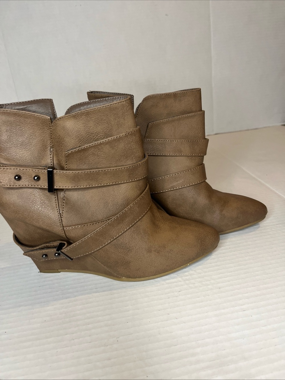 Charlotte Russe Wedge Ankle Boots Wrap-Strap Detail - Women